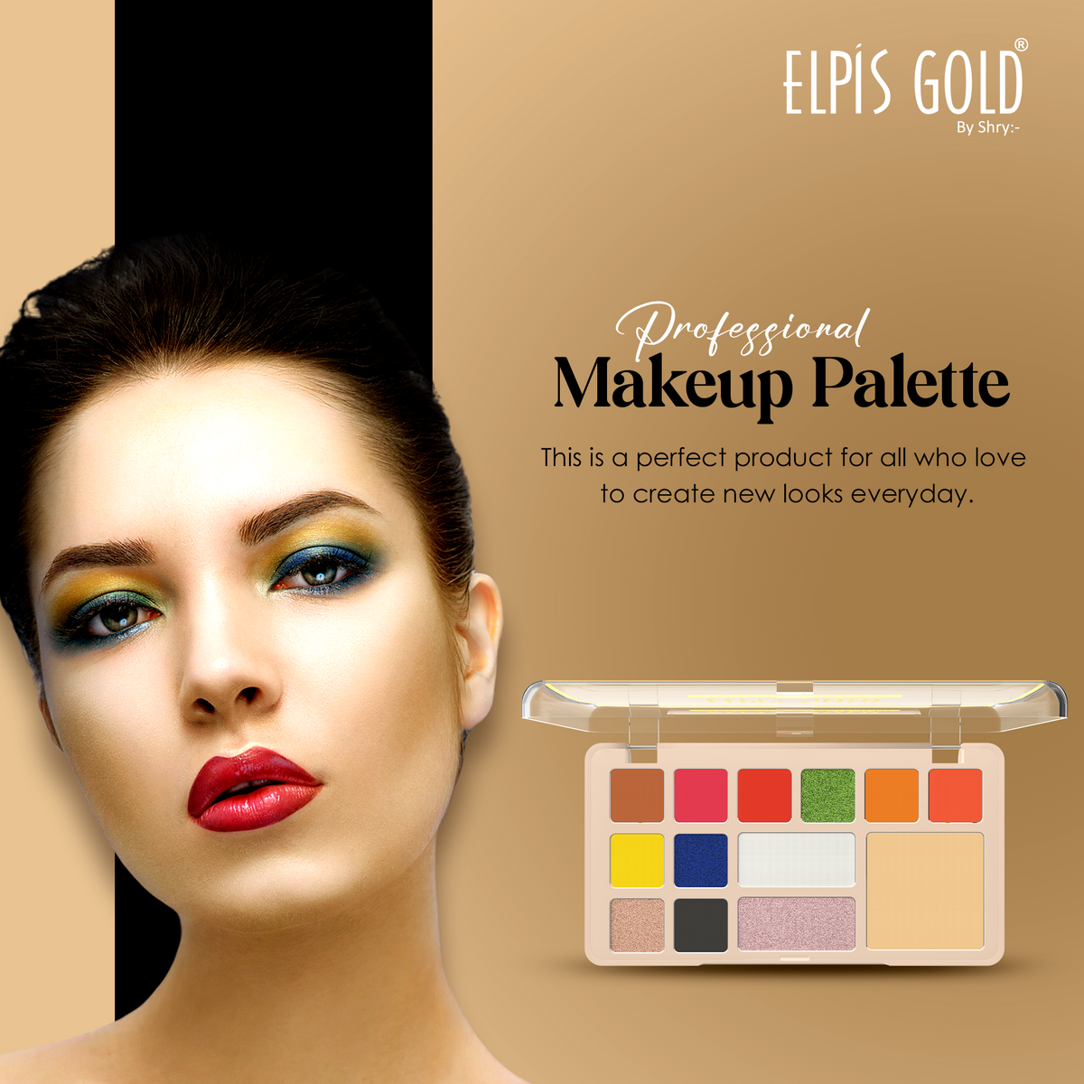 Elpis Gold Compact with eyehadow Palette