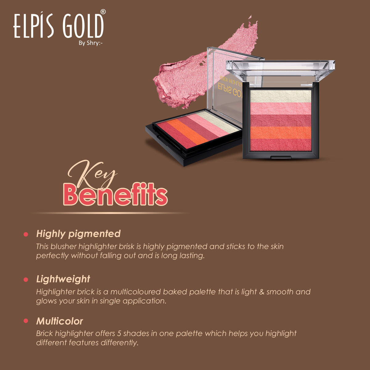 Elpis Gold Long Lasting Waterproof Highlighter Palette